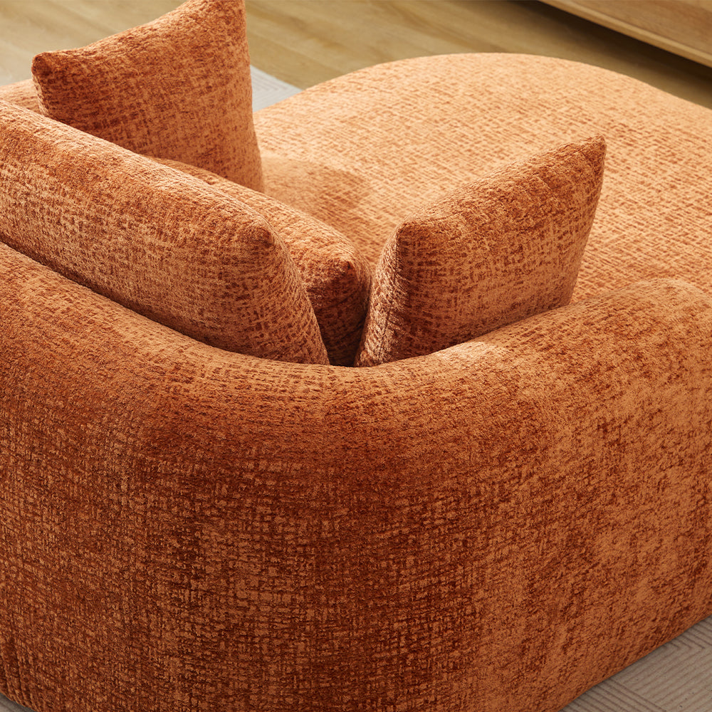 Oversized Corduroy Chaise Lounge with Throw Pillows — [variant:W5031P391329] Orange image 6