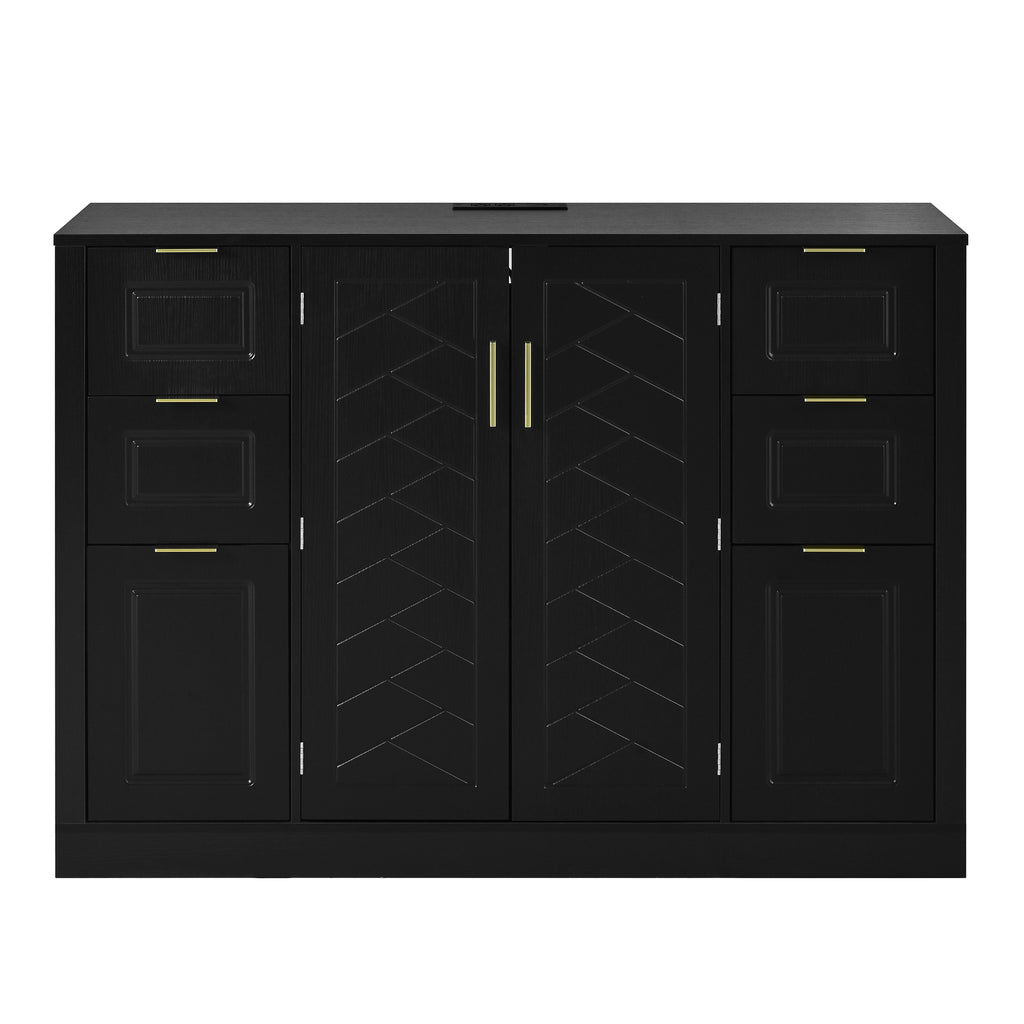 [variant:N889P443160B] Sideboard with 2 Doors, 6 Drawers & Power Outlet image 9