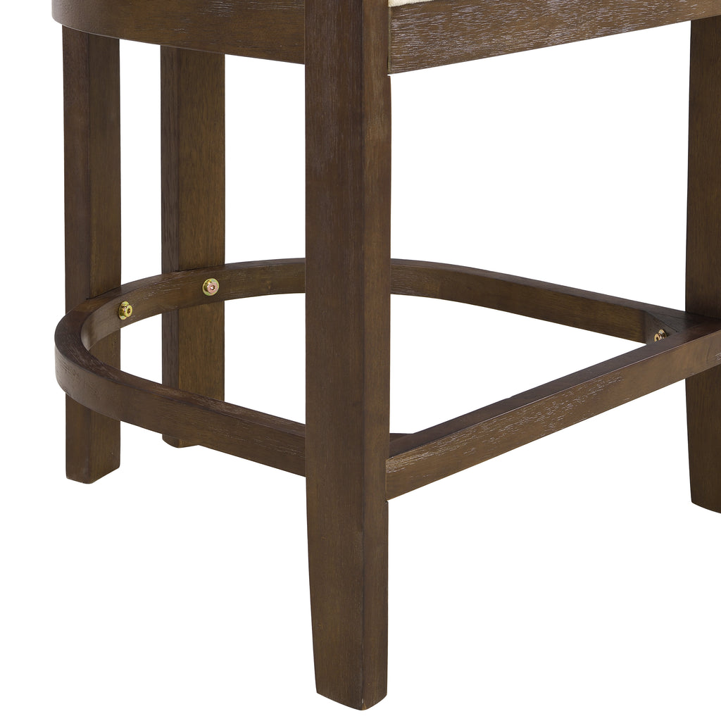Set of 2 Upholstered Counter Stools — [variant:N872P375625T] Beige,Walnut image 5