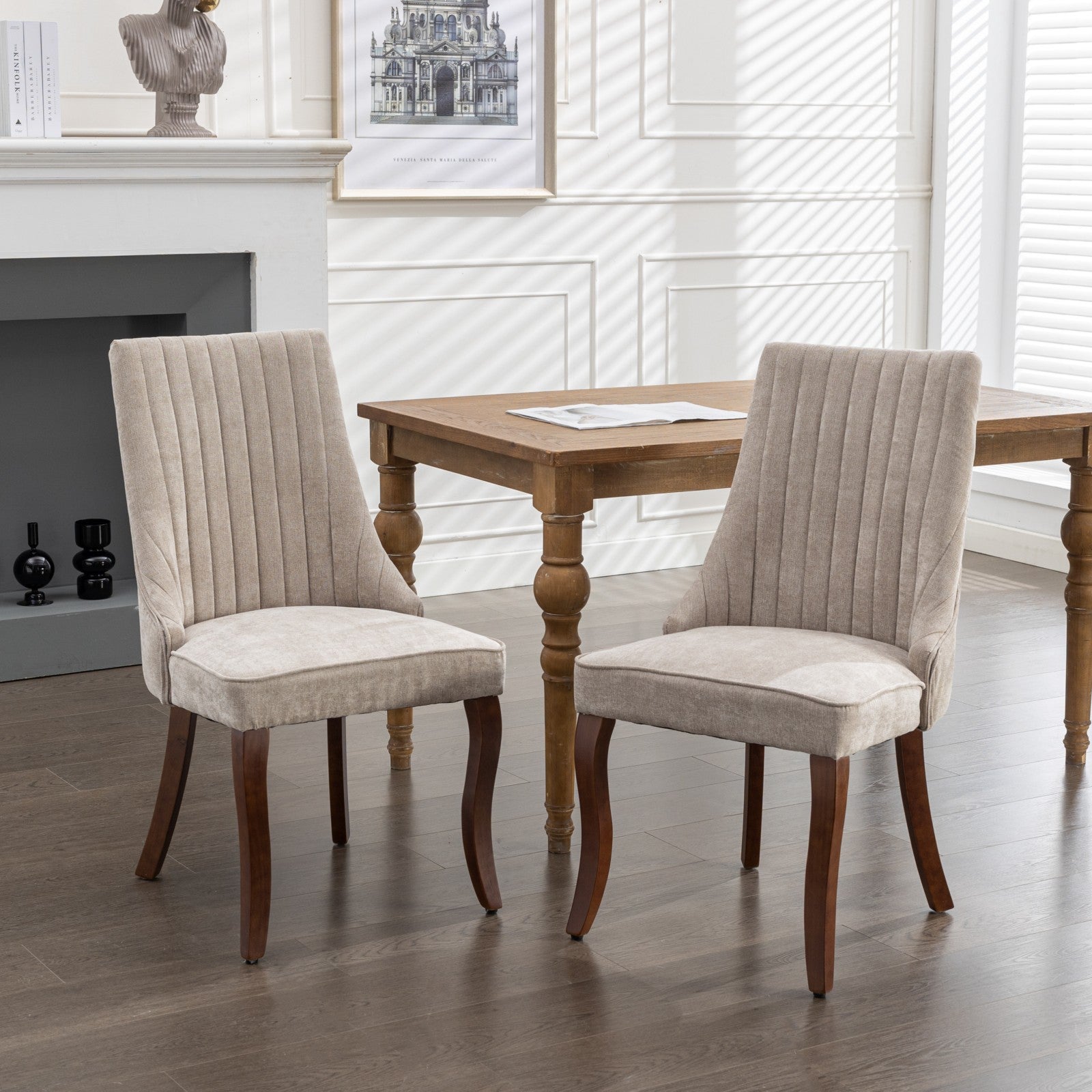 [variant:W5755P474631] Rayon Set of 2 Beige Fabric Dining Chairs image 13