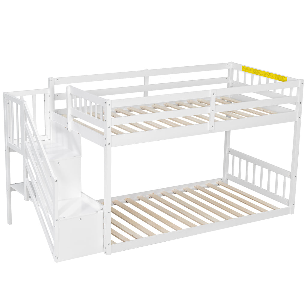[variant:GX000106AAK] Twin-over-Twin Low-Profile Bunk Bed with Storage Ladder – White image 16