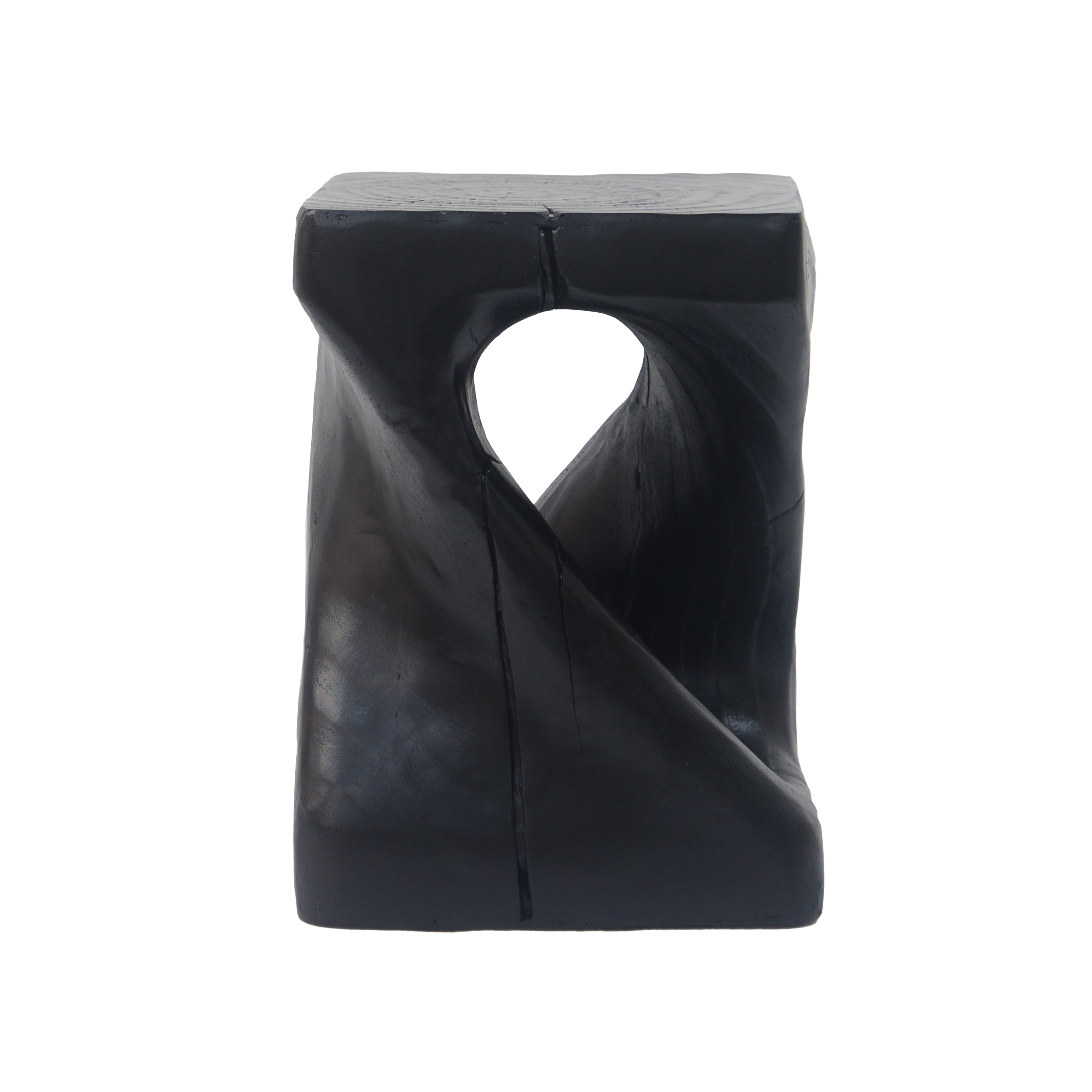 Twisted Wood-Look Indoor/Outdoor Side Table — [variant:N911P479287B] Black image 9