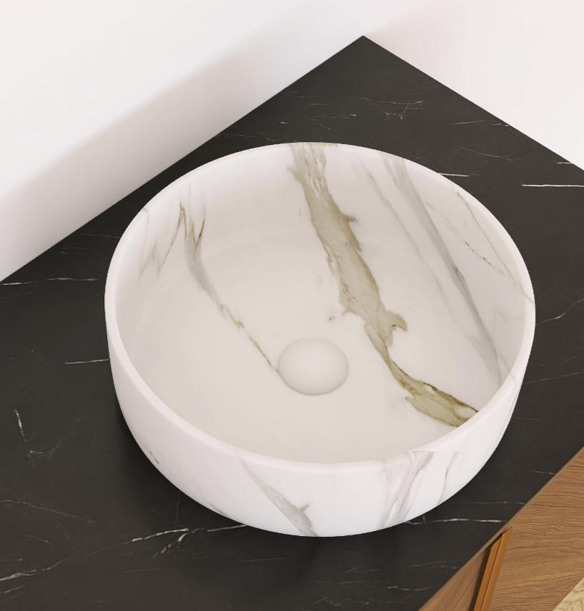 Round Vessel Bathroom Sink – 14-Inch — [variant:W6063P512743] White image 5