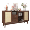 [variant:GA0004N] Rattan 3-Door Sideboard with 2 Drawers – Wood image 1