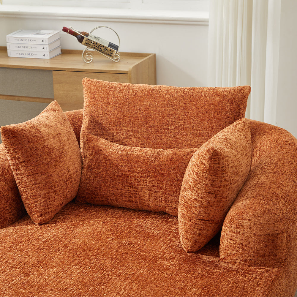 Oversized Corduroy Chaise Lounge with Throw Pillows — [variant:W5031P391329] Orange image 7