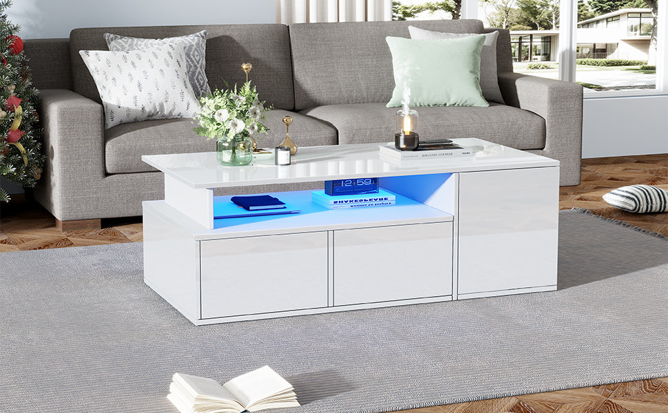 [variant:N892P428788W] High-Gloss LED Coffee Table with Open Storage image 63
