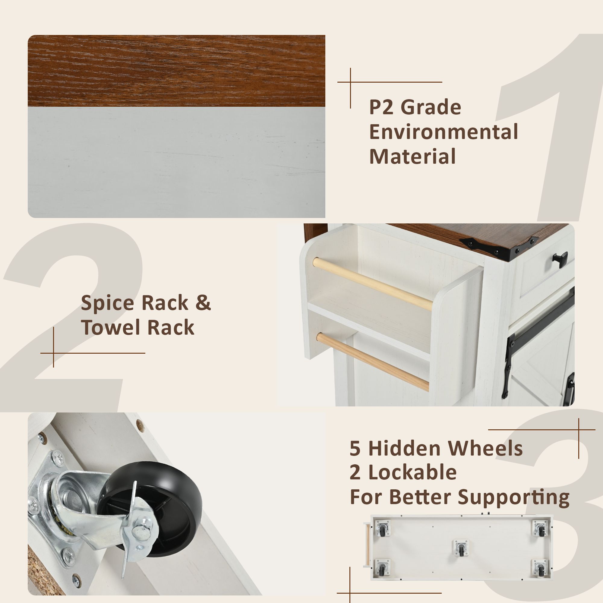 [variant:N853S379573W] Farmhouse Kitchen Island with Drop Leaf, Power Outlet and Sliding Barn Doors – 53.75-Inch image 26