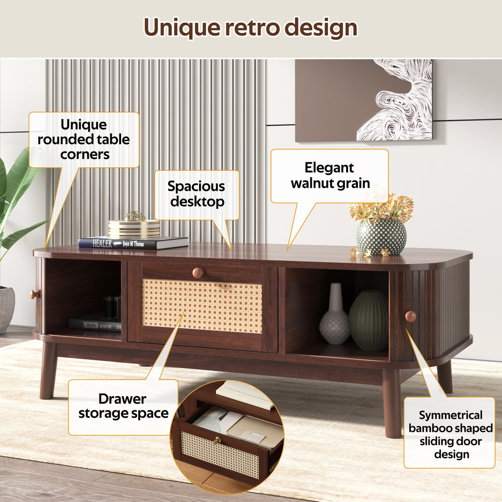 [variant:N875P360725N] Natural Rattan Coffee Table with Sliding Doors image 17