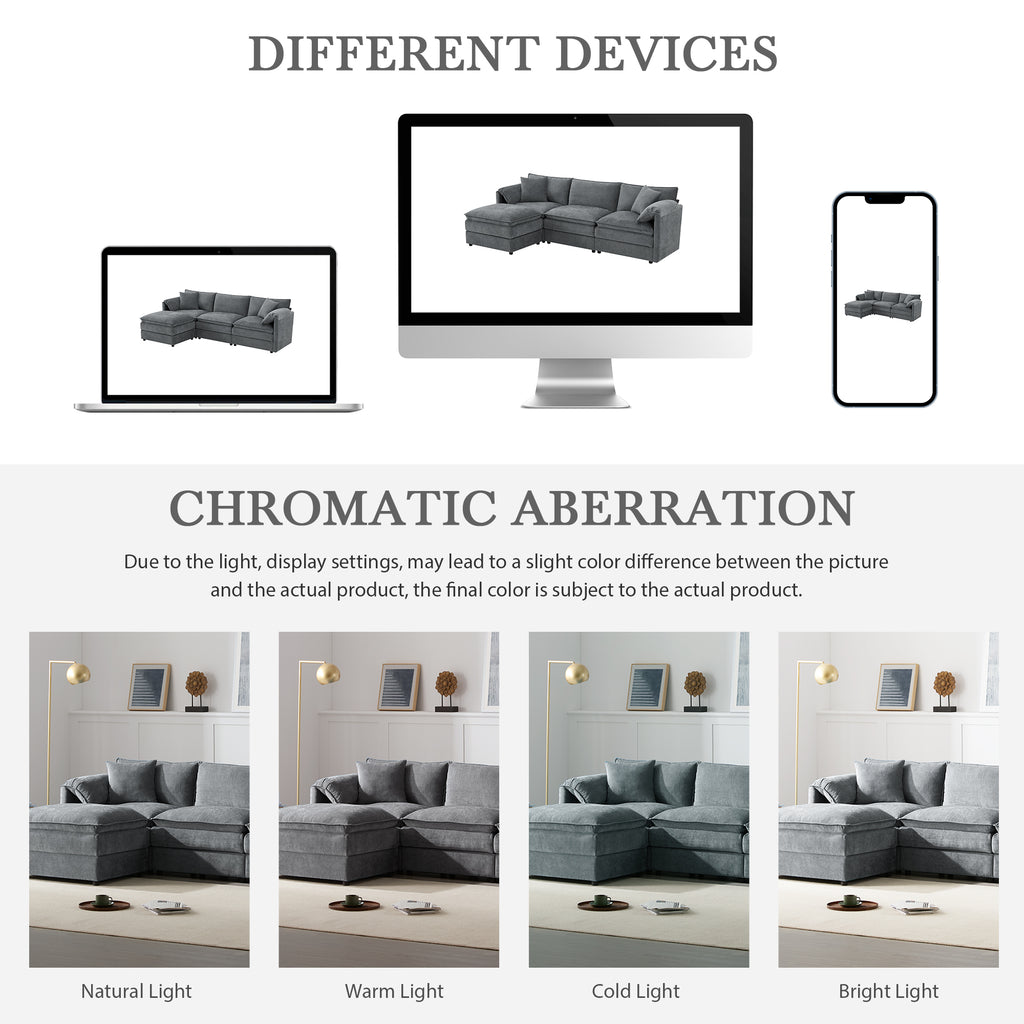 [variant:N851S8687B] 103-Inch Chenille L-Shaped Sectional Sofa with Ottoman image 9