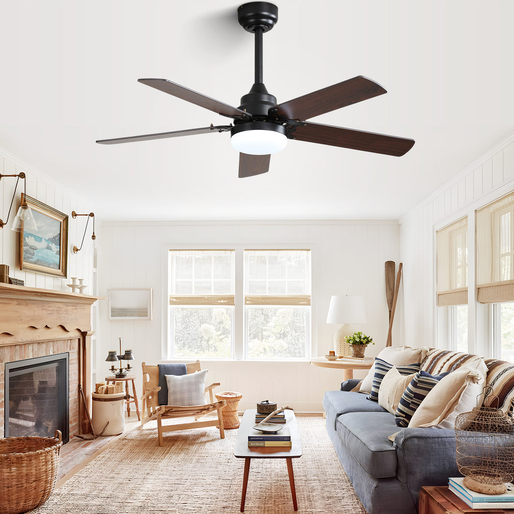 [variant:W5691P515283] Matte Black Ceiling Fan with Dimmable Light – 42-Inch image 3