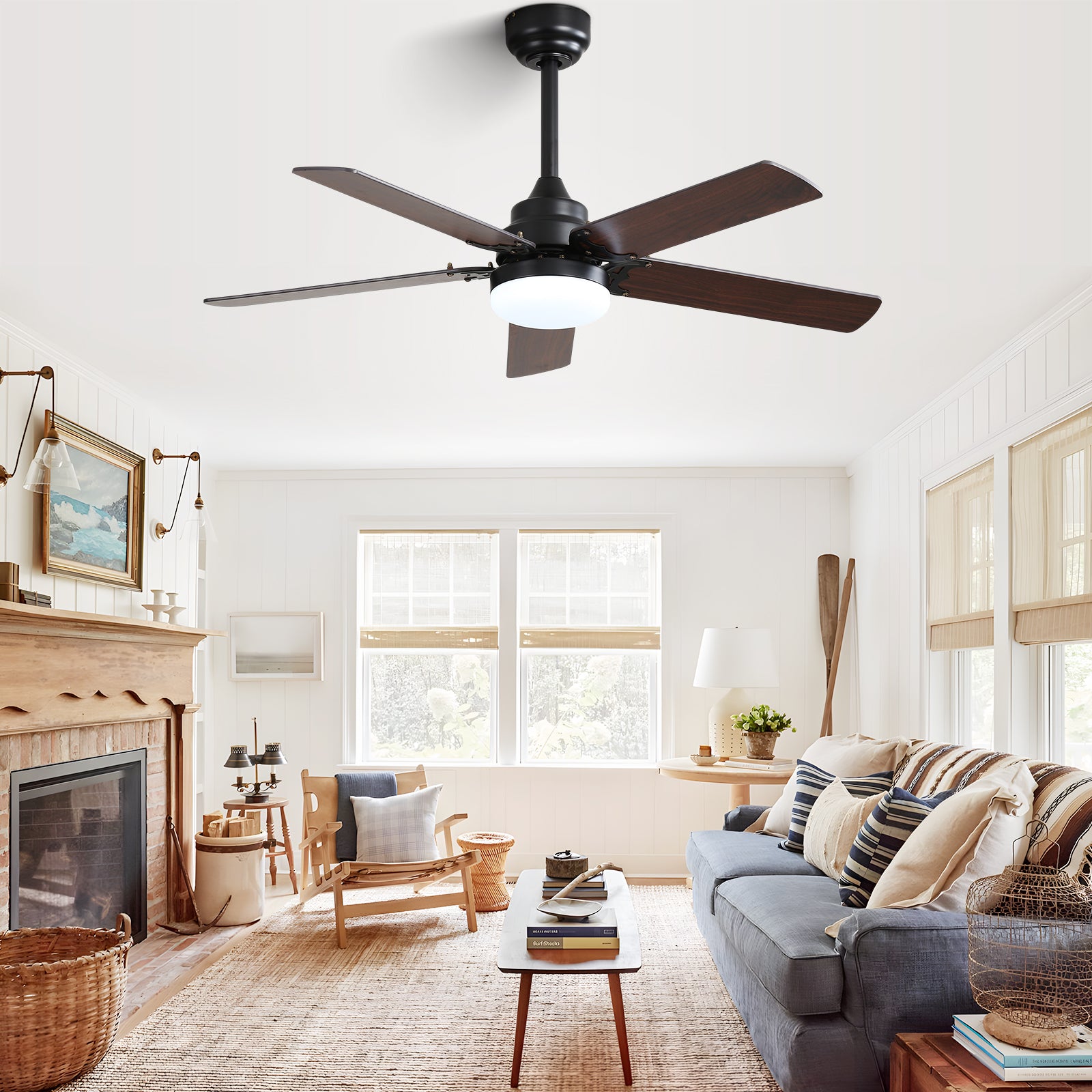 [variant:W5691P515283] Matte Black Ceiling Fan with Dimmable Light – 42-Inch image 3