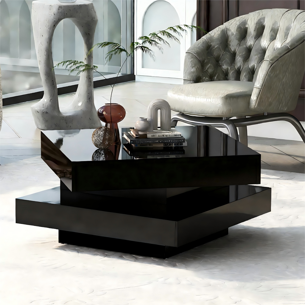 [variant:N892P423297B] Square High-Gloss LED Coffee Table with Rotating Top image 13