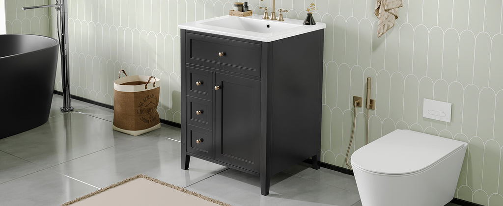 [variant:N725P280631B] Black Bathroom Vanity with Ceramic Sink – 24-Inch image 4