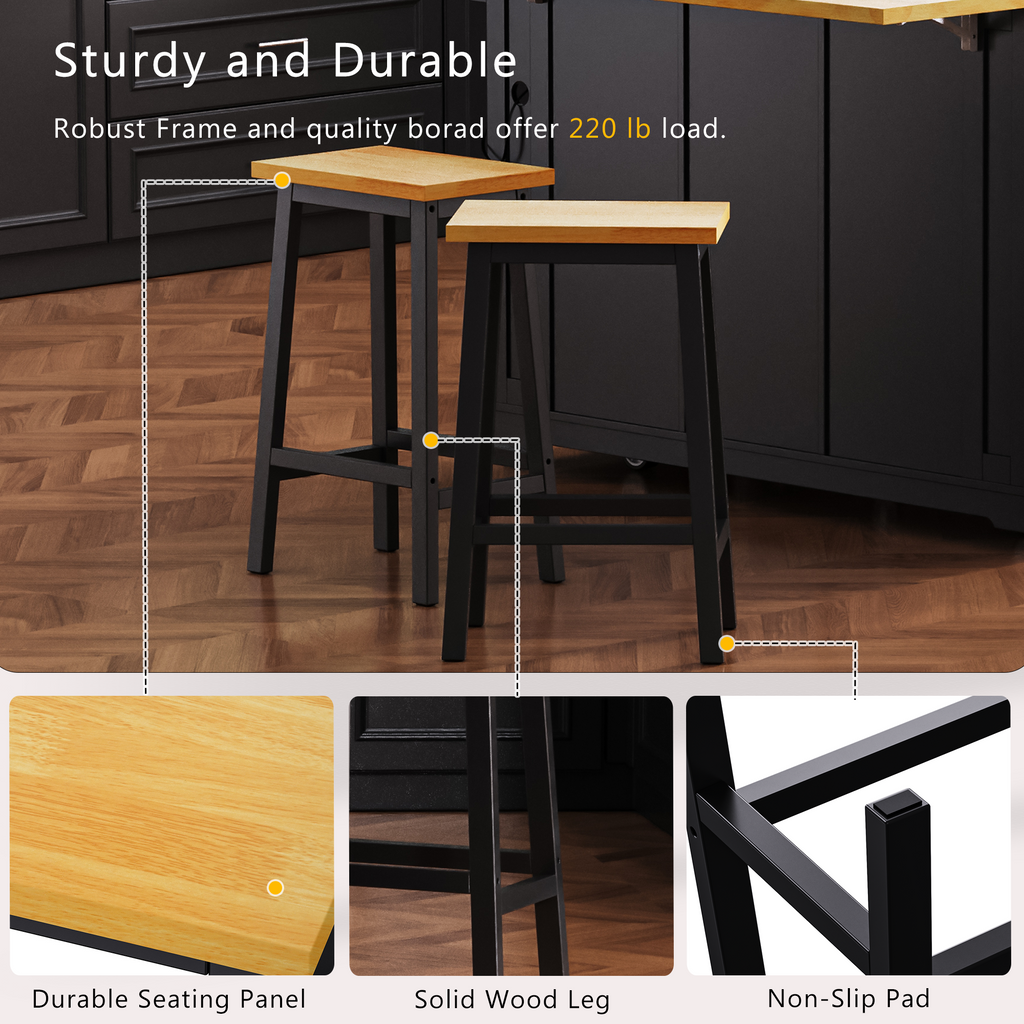 [variant:N853P388050B] Set of 2 Farmhouse Counter Stools – Black image 4