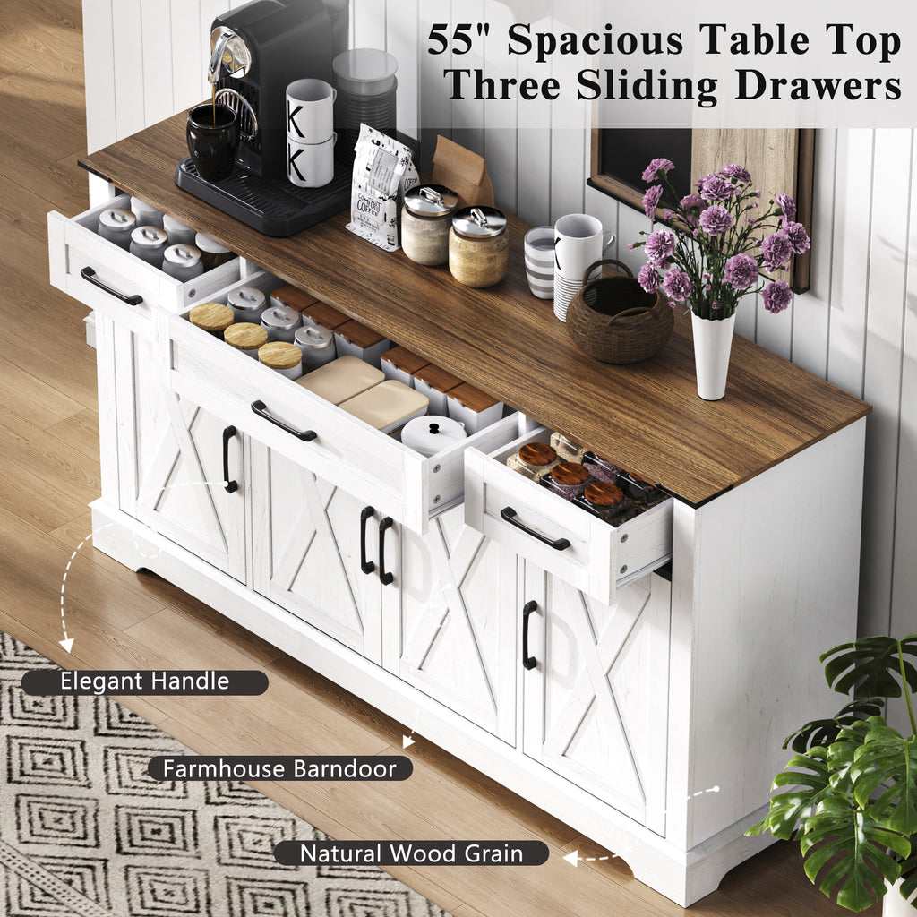 [variant:N853P444963W] 55-Inch Farmhouse Buffet Cabinet with Drawers image 25