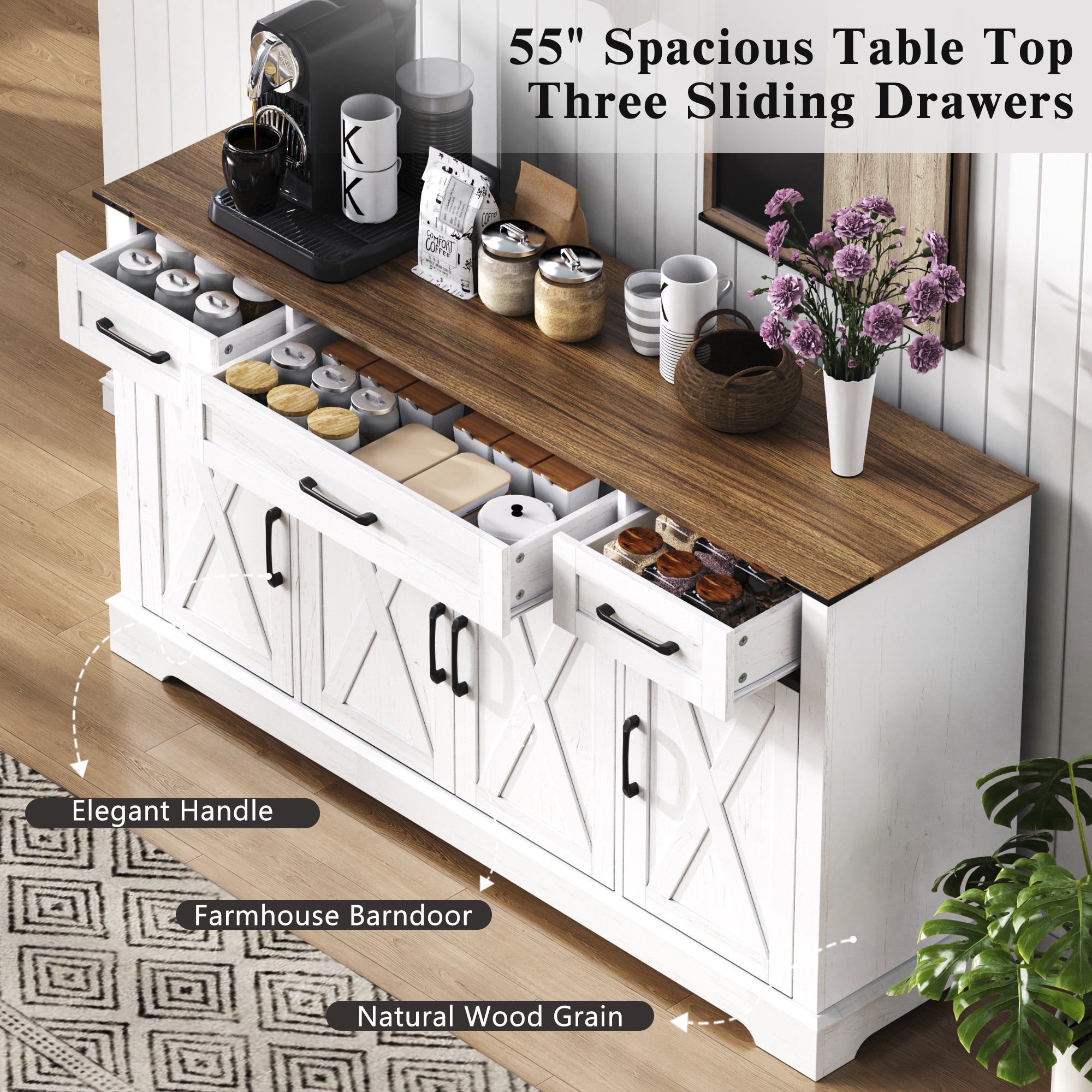 [variant:N853P444963W] 55-Inch Farmhouse Buffet Cabinet with Drawers image 25