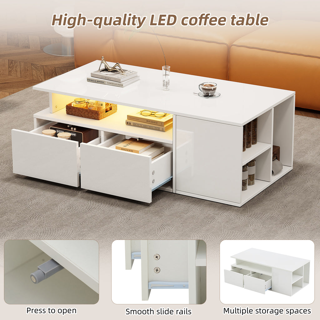 [variant:N892P428788W] High-Gloss LED Coffee Table with Open Storage image 25