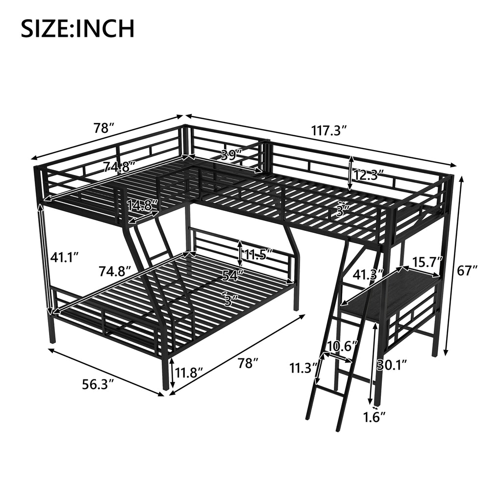 [variant:N8470000606B] Twin-over-Full Bunk and Twin Loft Bed with Desk image 10
