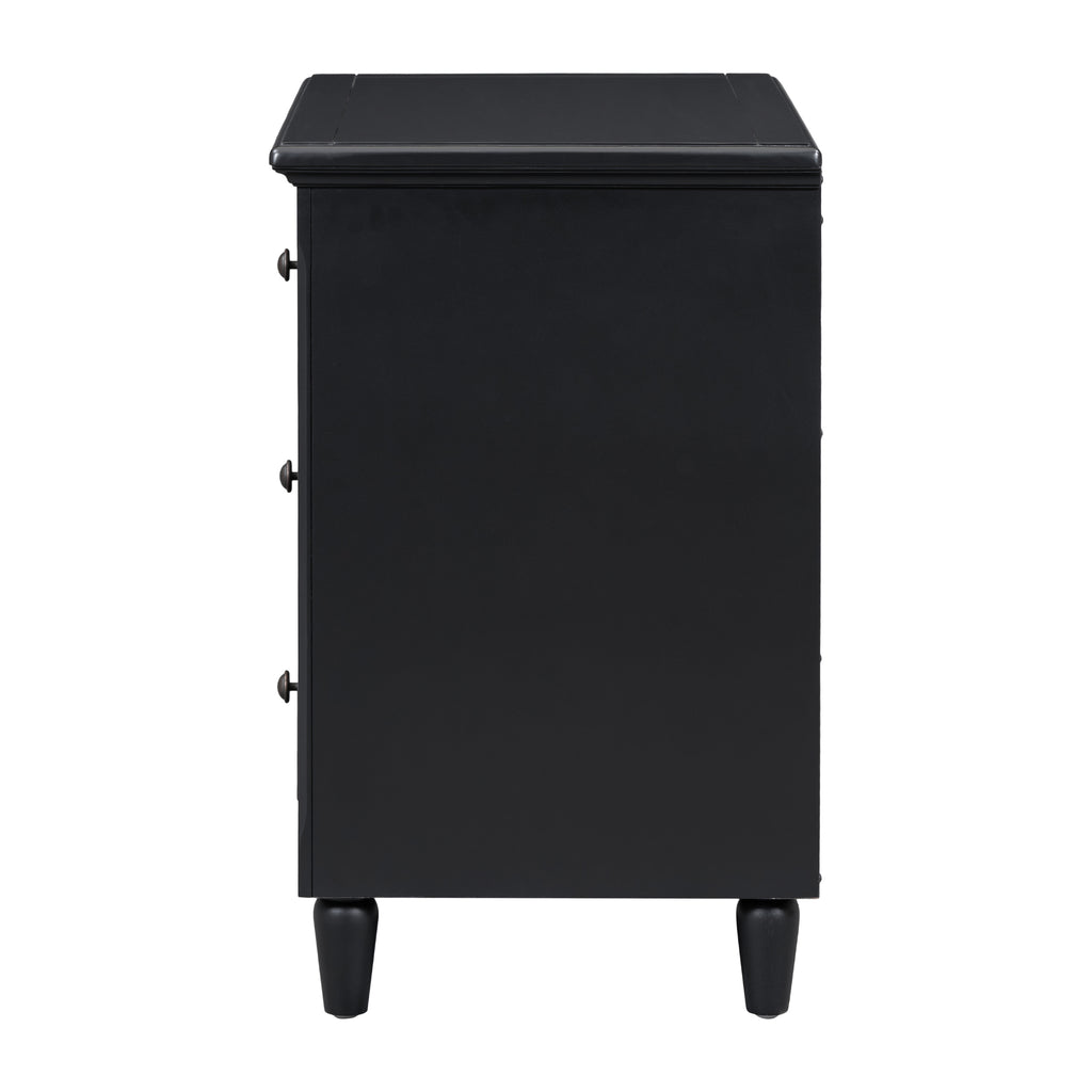 3-Drawer Painted Nightstand – 28-Inch — [variant:N889P444140B] Black image 9