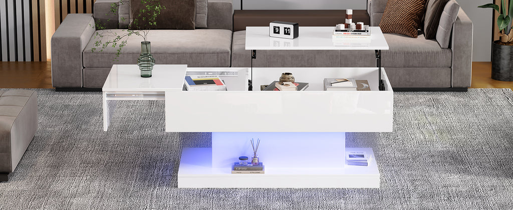 [variant:N892P407974W] High-Gloss Lift-Top Coffee Table with LED Lights image 22
