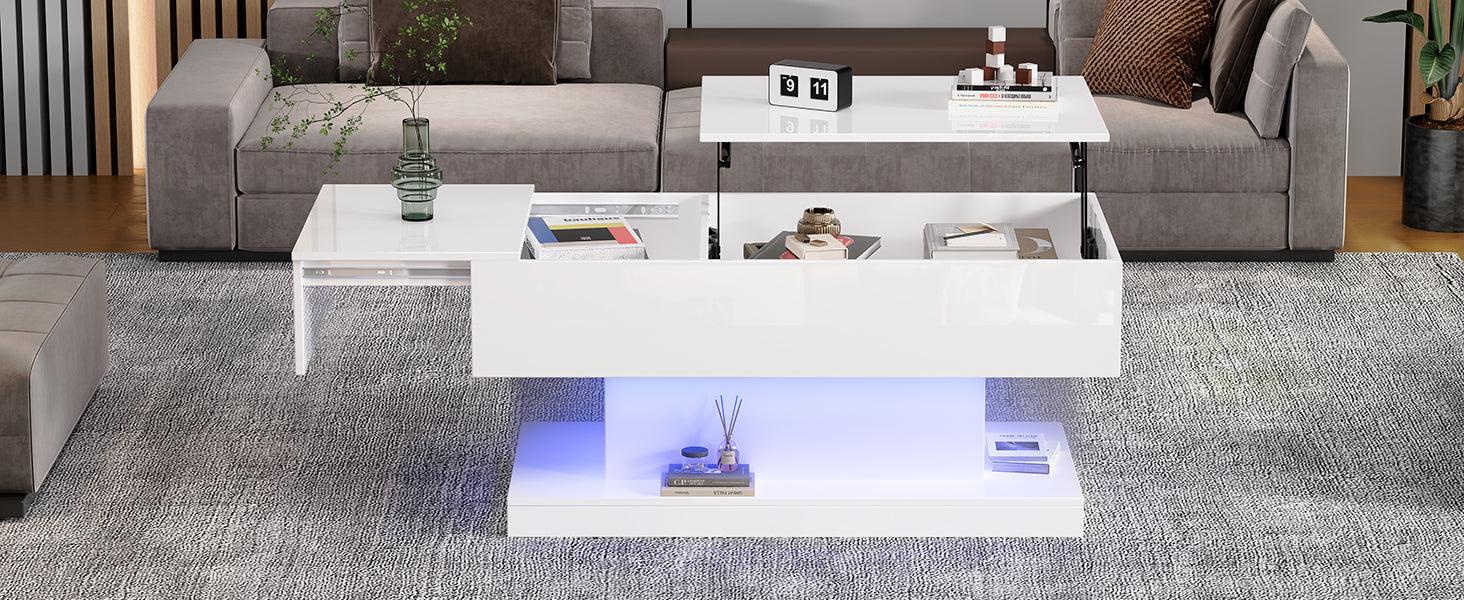 [variant:N892P407974W] High-Gloss Lift-Top Coffee Table with LED Lights image 22