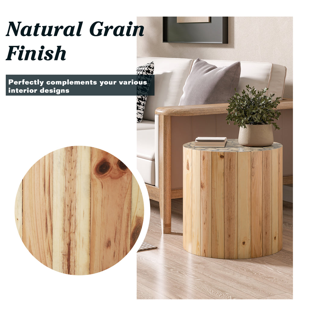 [variant:N876P386380B] Round Beige-Brown End Table image 3