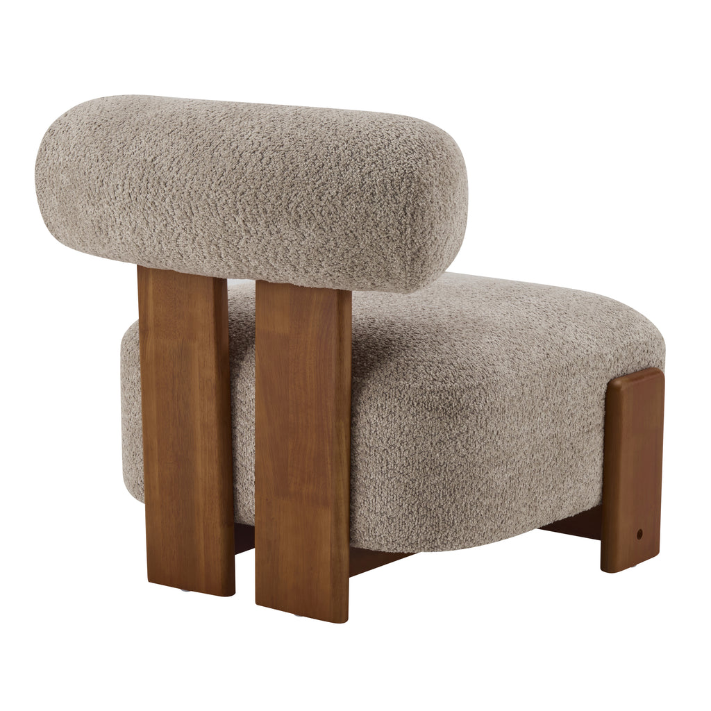 Modern Bouclé Lounge Chair — [variant:N913P495894R] Brown,Walnut image 6