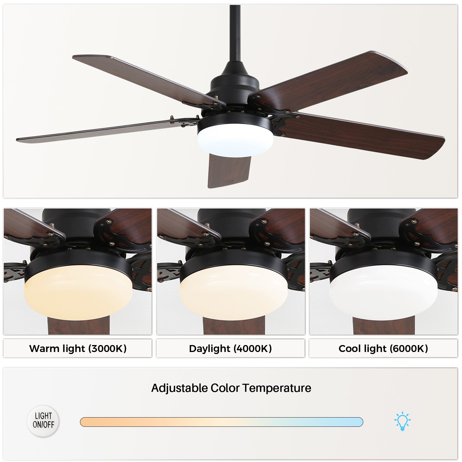 [variant:W5691P515283] Matte Black Ceiling Fan with Dimmable Light – 42-Inch image 6