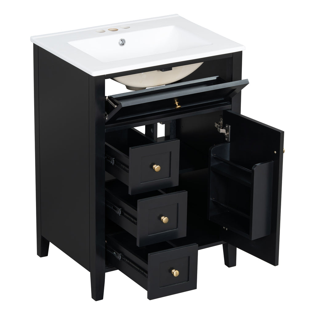 [variant:N725P280631B] Black Bathroom Vanity with Ceramic Sink – 24-Inch image 33