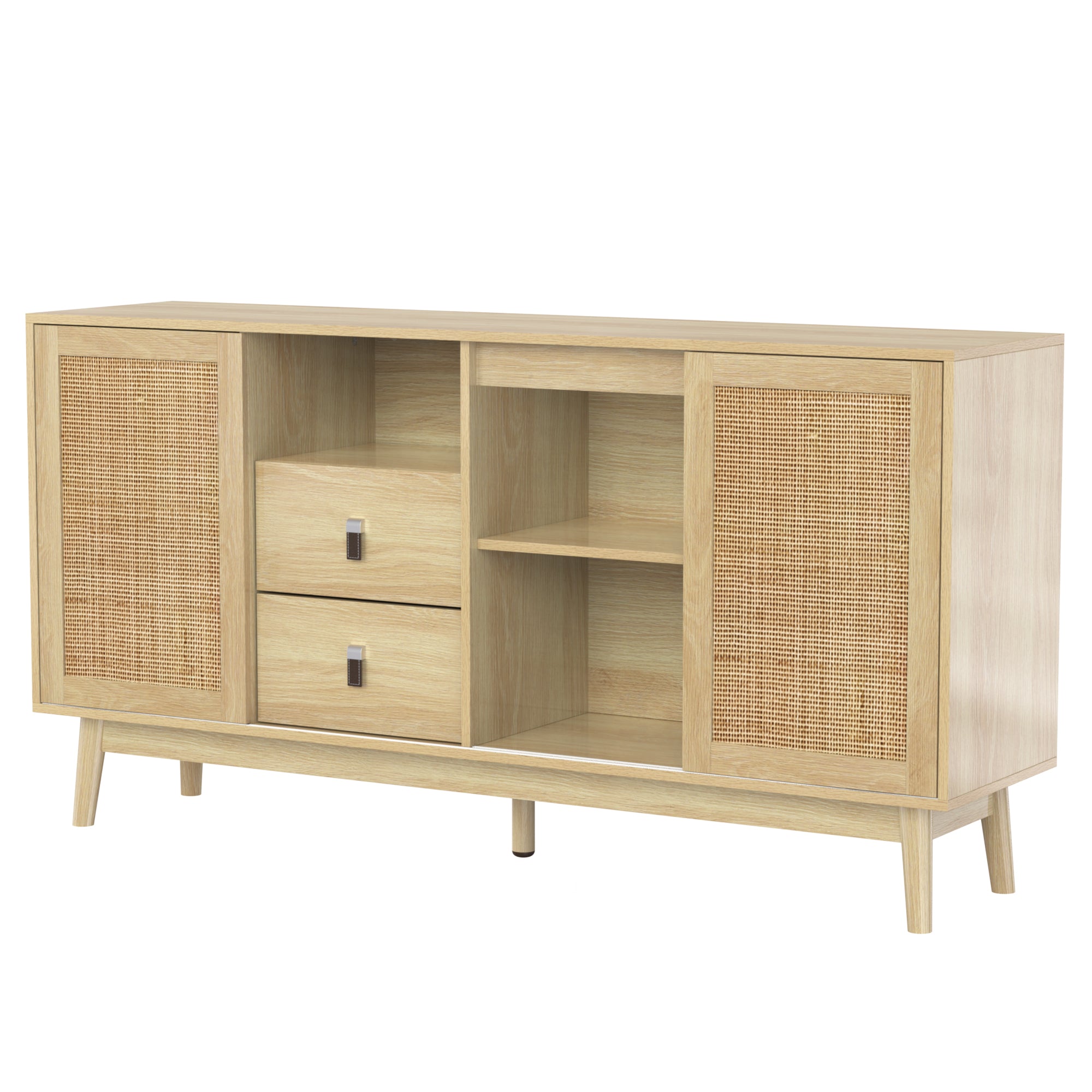 Rattan 3-Door Sideboard with 2 Drawers — [variant:GA0004O] Wood – GA0004O image 13