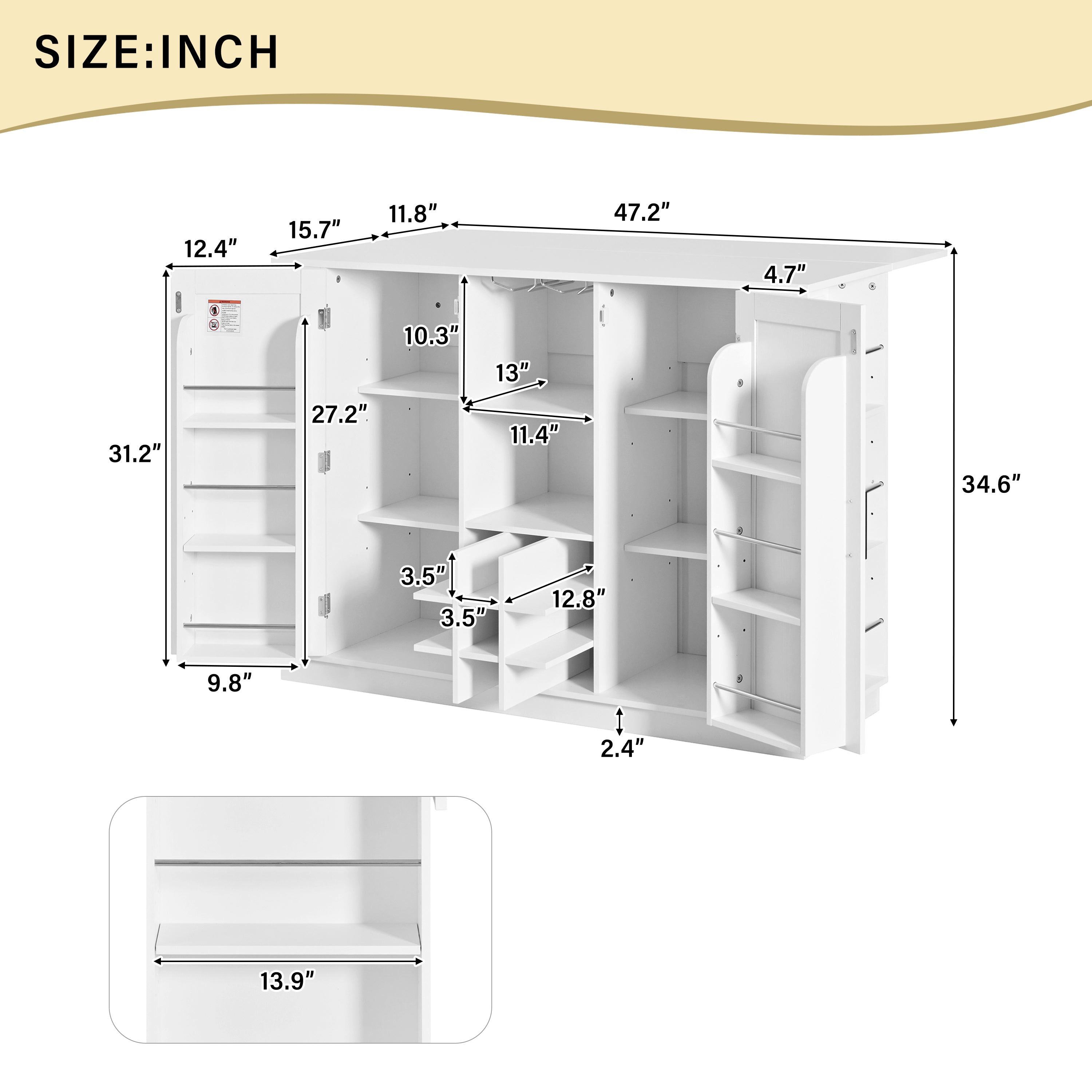 [variant:N889P443148K] Foldable-Top Bar Cabinet with Power Outlet – 47-Inch image 5