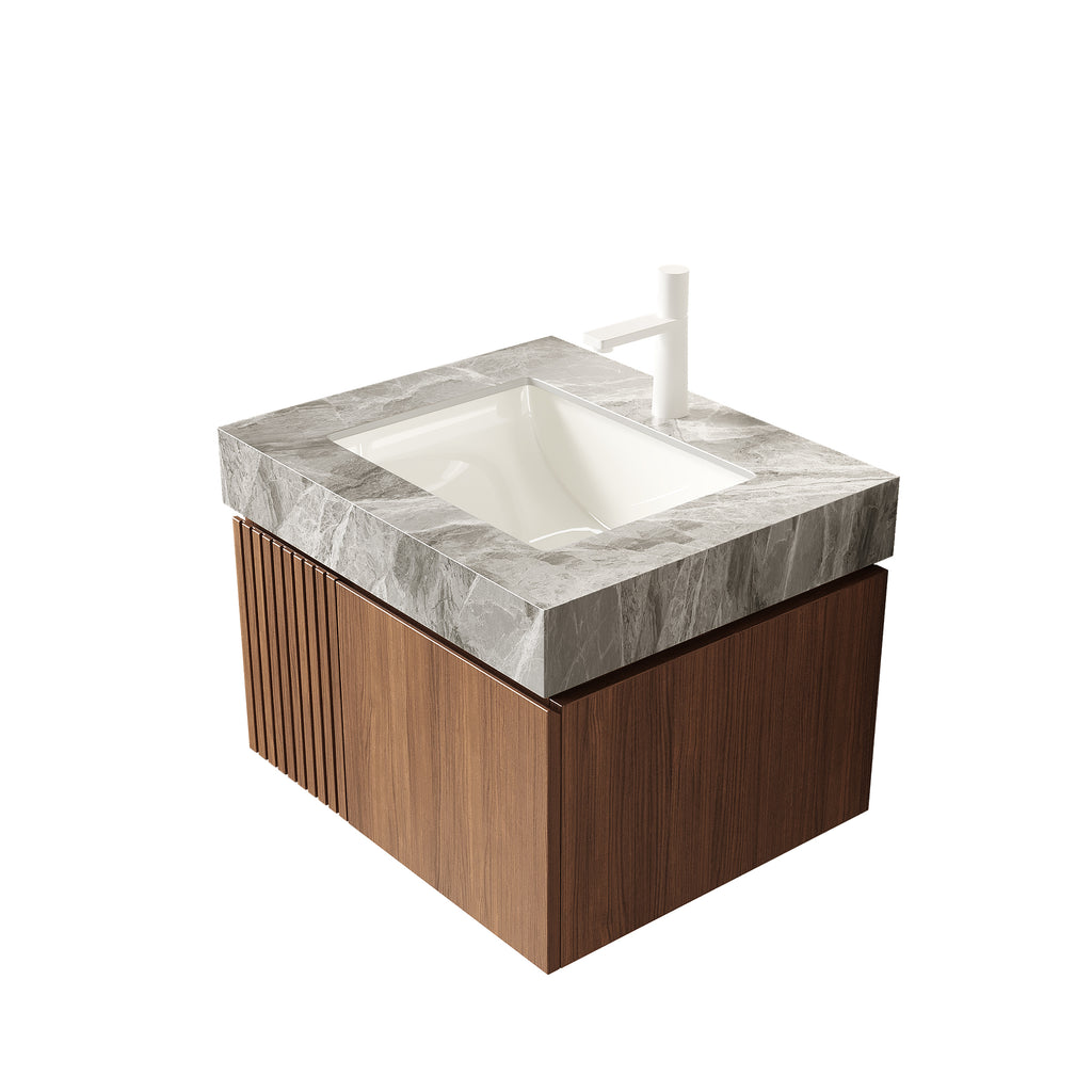 Floating Bathroom Vanity with Ceramic Sink – 24 or 30 Inch — [variant:W6063S00020] 24 in – Light Gray Top image 3