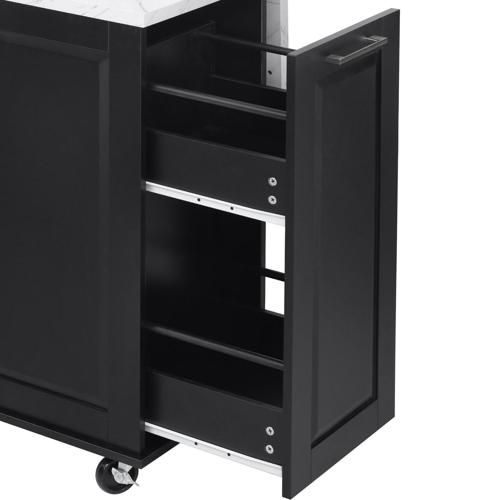 [variant:N853P390045B] Rolling Kitchen Island with Tilt-Out Trash Cabinet – Black, 50.7-Inch image 47