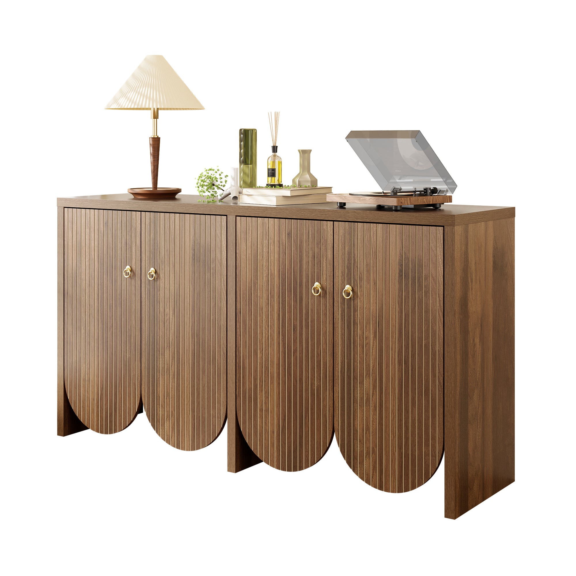 [variant:GA0002N] Fluted 4-Door Sideboard – Walnut image 1