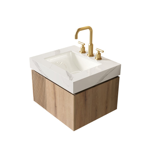 Vanity Top with Ceramic Basin – 24-Inch, Carrara White — [variant:W6063P511965] White image 3