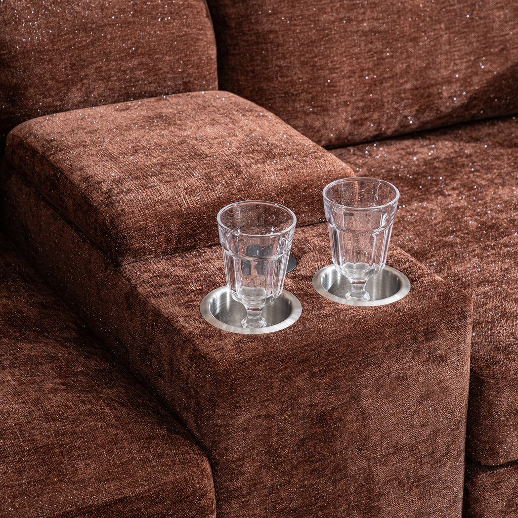 [variant:W3885S00059] U-Shaped Chenille Sectional Sofa with Recliner and Ottoman image 16