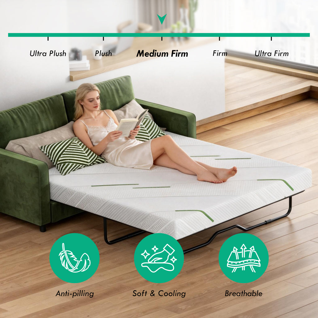 [variant:W3686P477347] Queen Memory Foam Sofa Bed Mattress – 3-Inch, White image 6