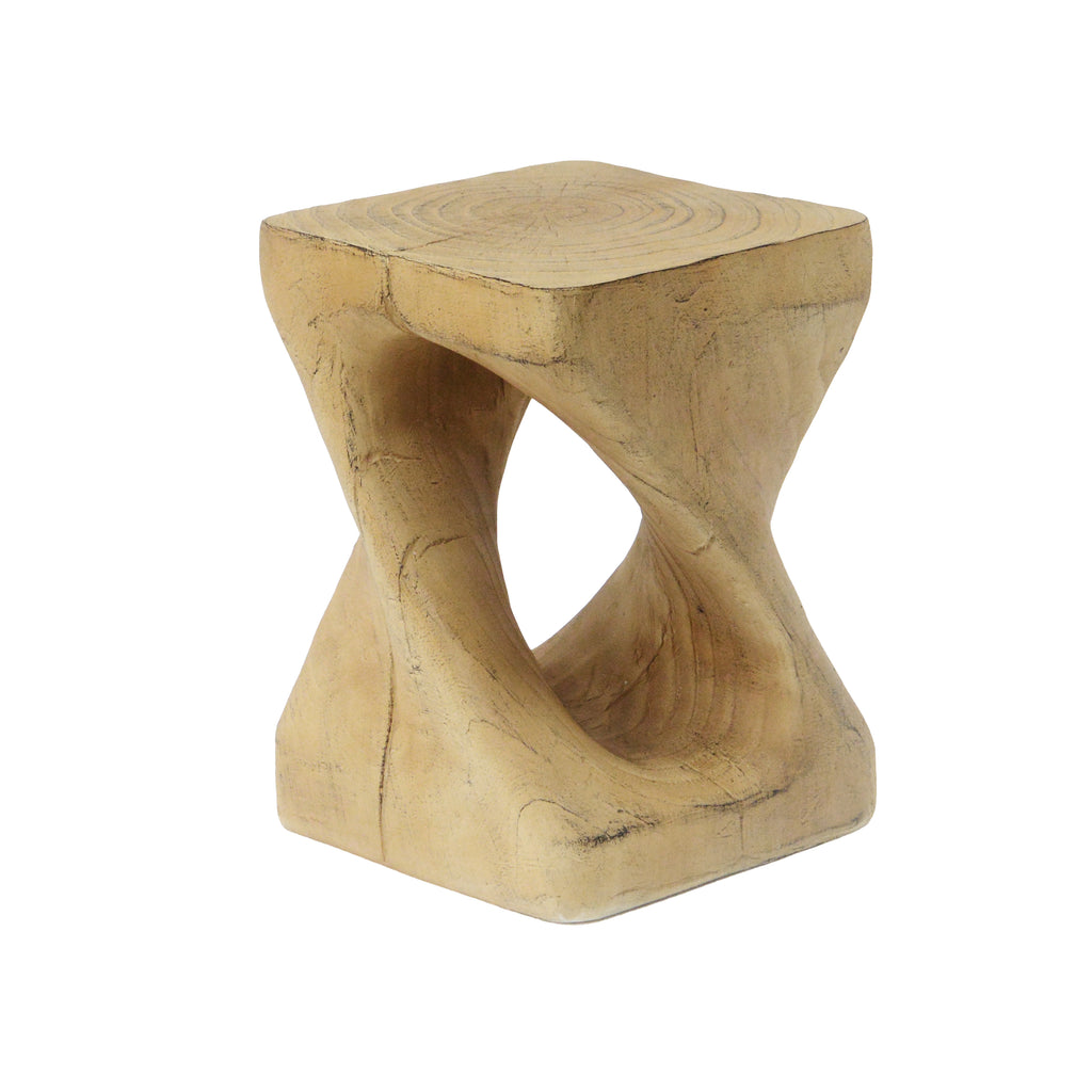 Twisted Wood-Look Indoor/Outdoor Side Table — [variant:N911P479287N] Natural image 6