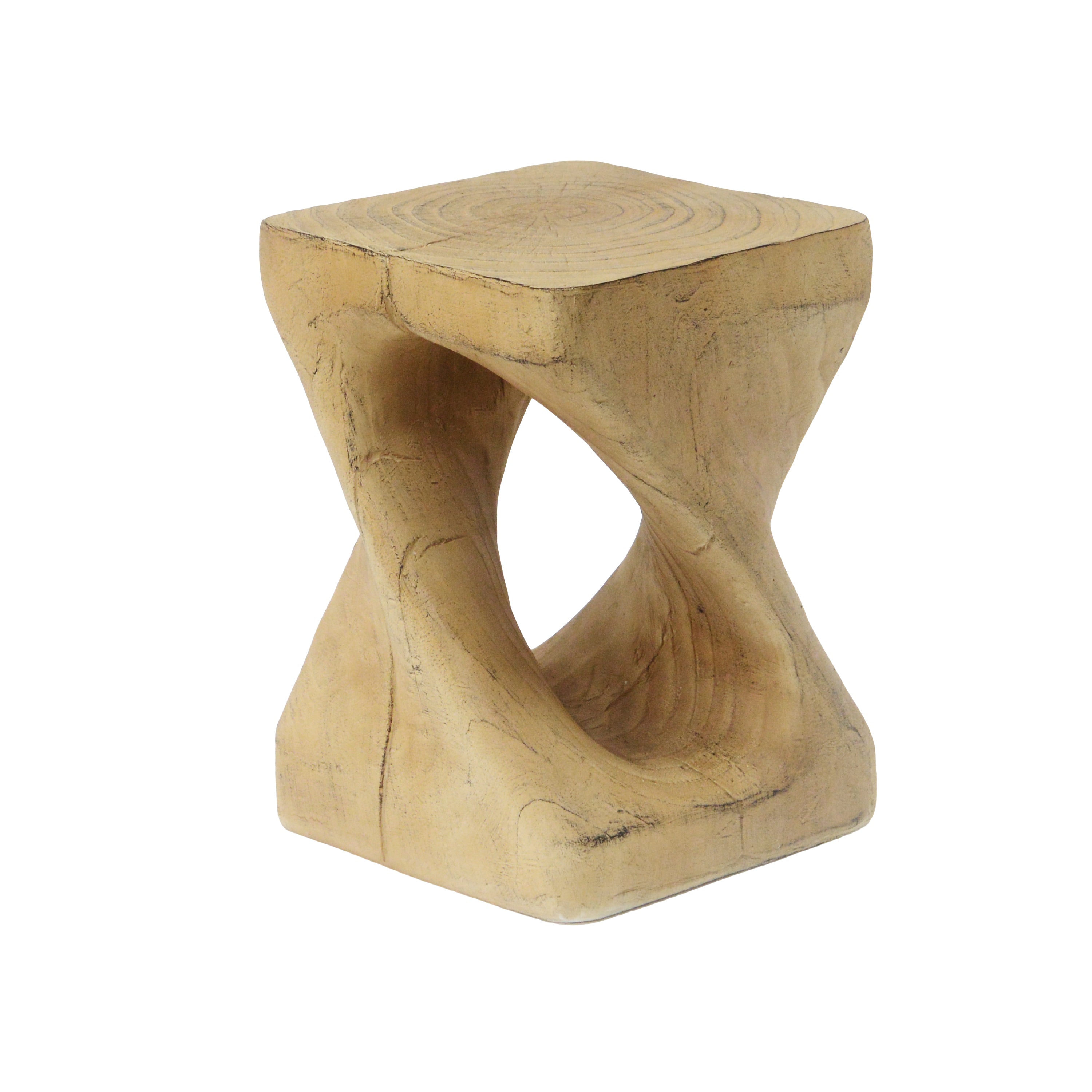 Twisted Wood-Look Indoor/Outdoor Side Table — [variant:N911P479287N] Natural image 6