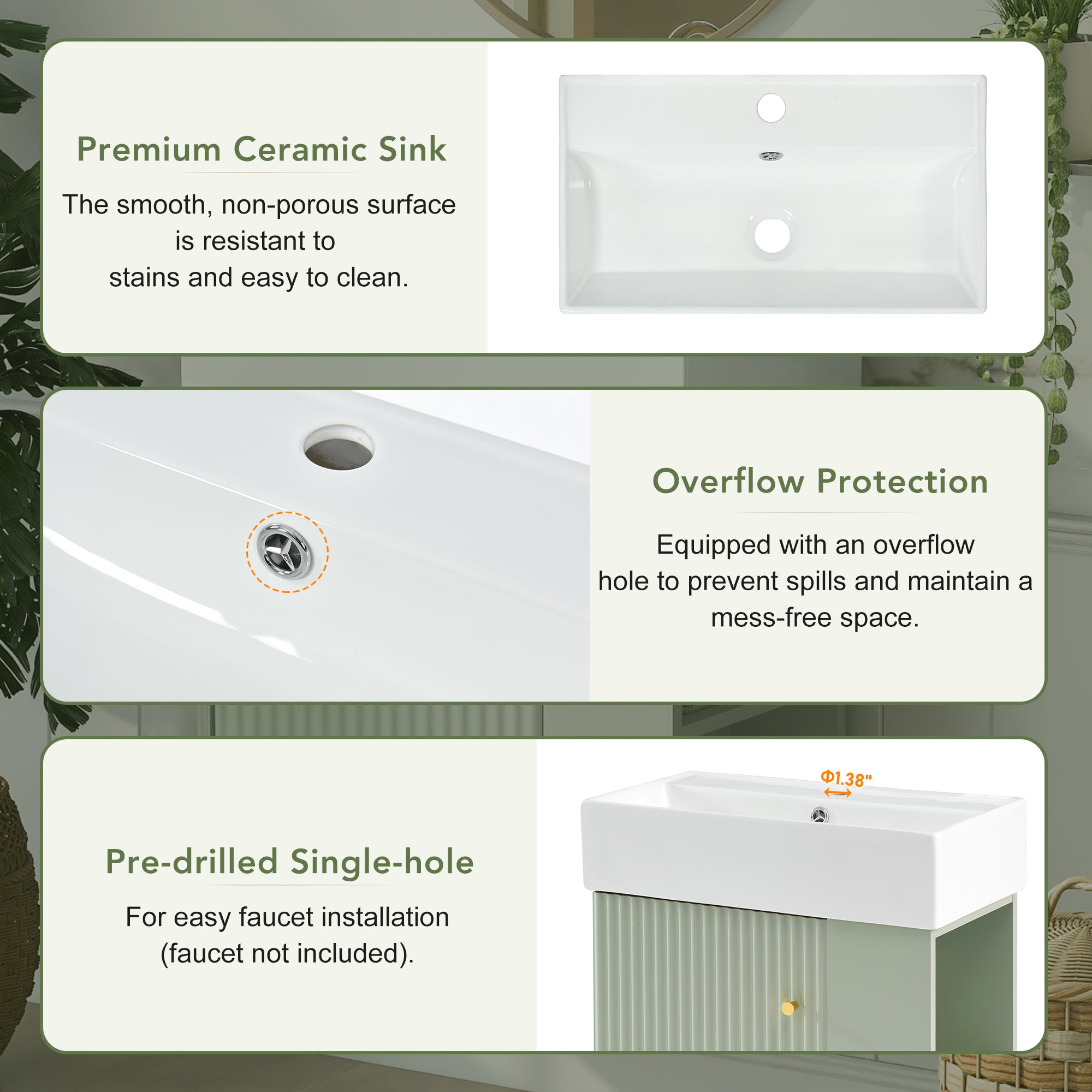 [variant:N729P170388F] Floating Bathroom Vanity with Ceramic Basin – 21.6-Inch, Green image 5
