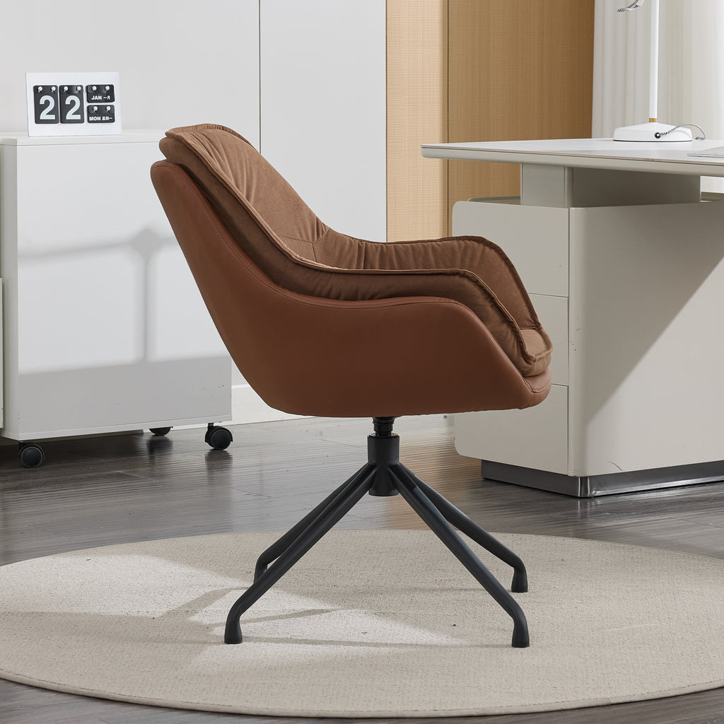 [variant:W5031P479728] Brown Faux Leather Swivel Accent Chair image 5