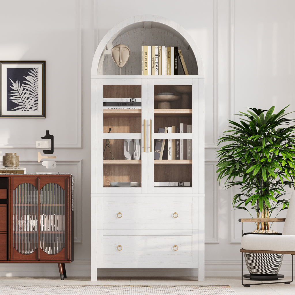 [variant:N853P387781W] Arched Glass-Door Pantry Cabinet – 71-Inch image 22