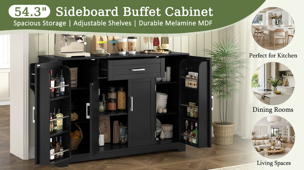 [variant:N889P443144B] Modern 4-Door Sideboard with Drawer image 18