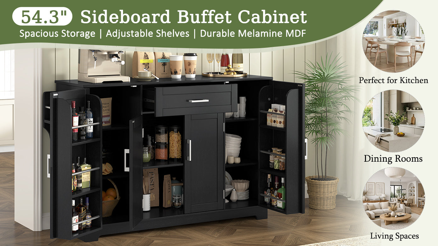 [variant:N889P443144B] Modern 4-Door Sideboard with Drawer image 18