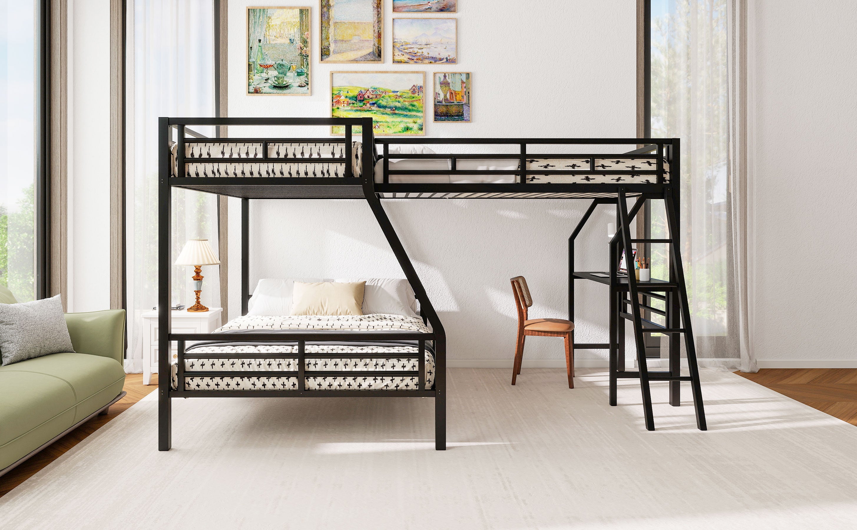 [variant:N8470000606B] Twin-over-Full Bunk and Twin Loft Bed with Desk image 5
