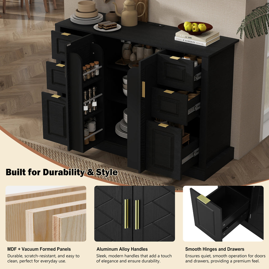 [variant:N889P443160B] Sideboard with 2 Doors, 6 Drawers & Power Outlet image 7