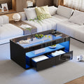 [variant:N892P428787B] High-Gloss LED Coffee Table with Glass Top and Drawers image 1