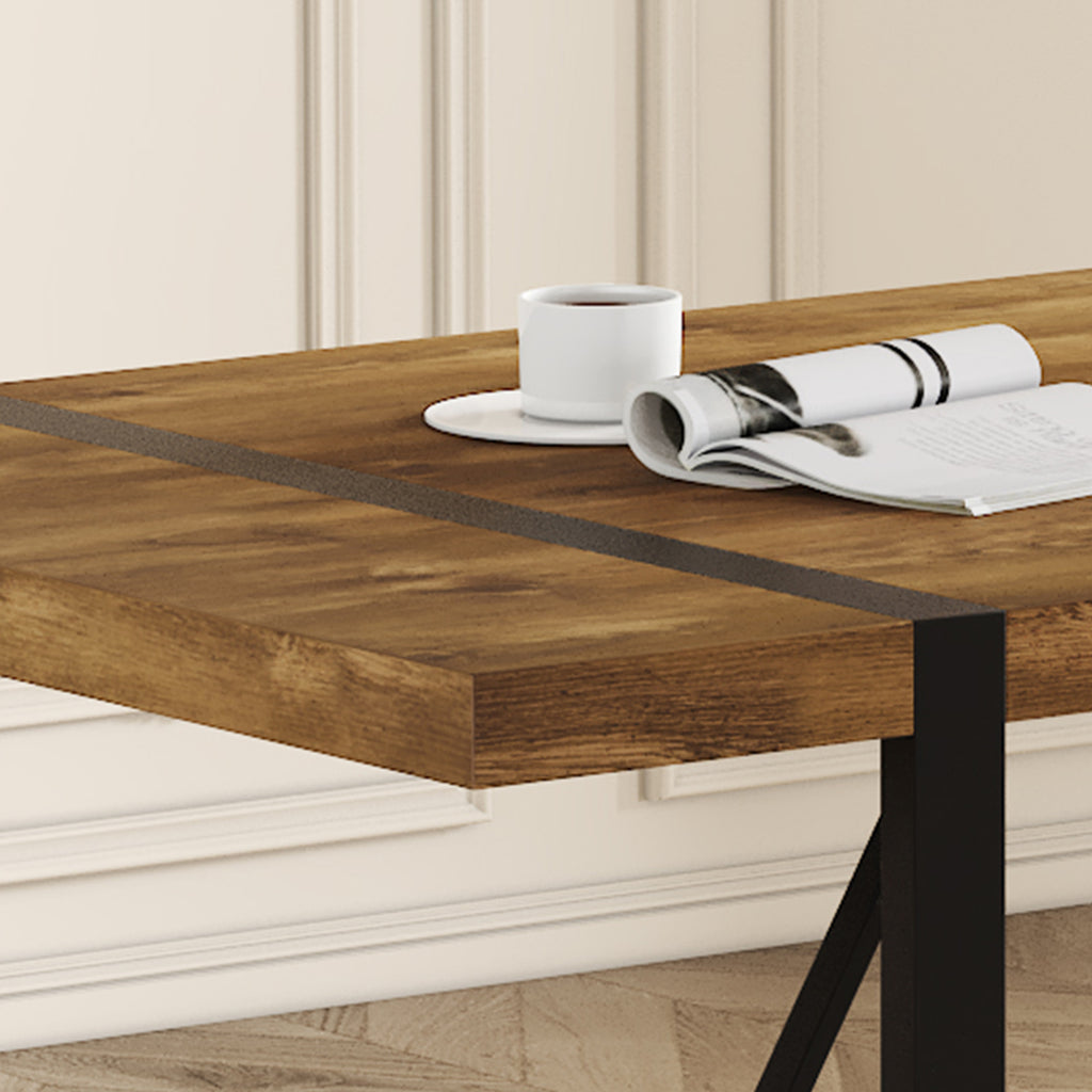 [variant:W3806P432339] Wood-Grain Dining Table with Metal Legs – 71-Inch image 12