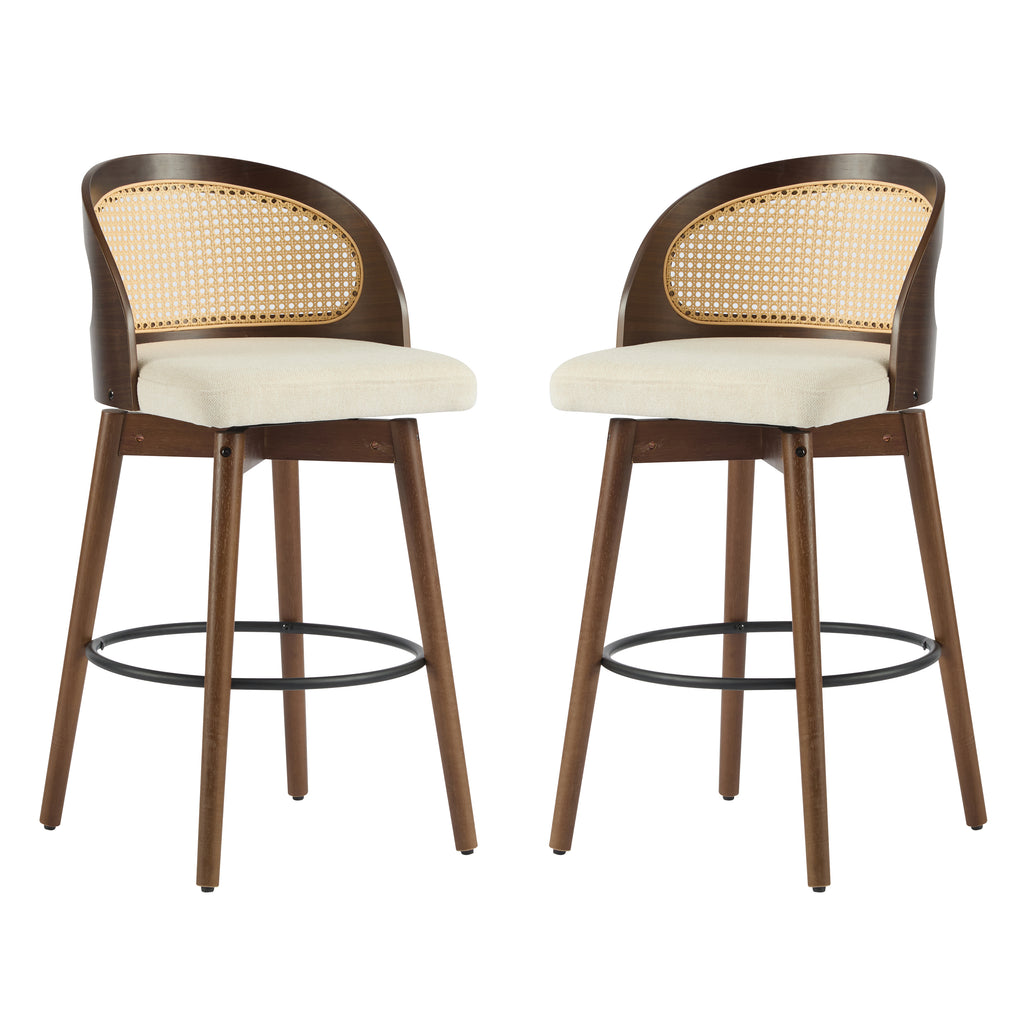 [variant:N897P439513W] Swivel Rattan-Back Counter Stools – Set of 2 image 2