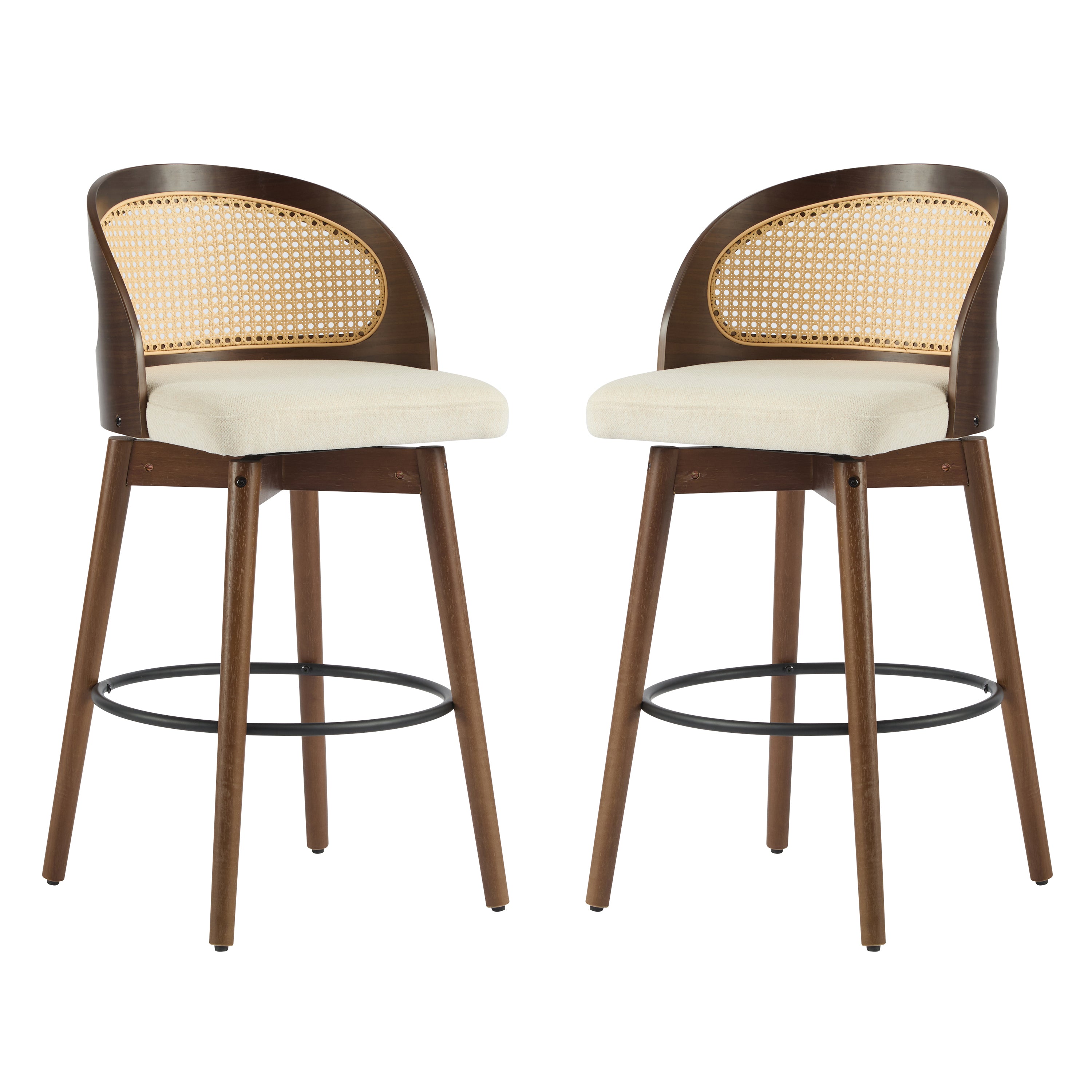 [variant:N897P439513W] Swivel Rattan-Back Counter Stools – Set of 2 image 2